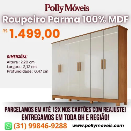 Guarda Roupa Parma MDF! Pronta Entrega!