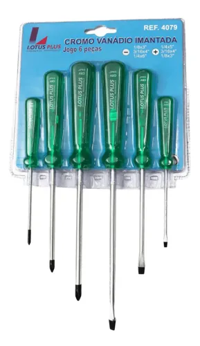 Kit 6 Chaves Phillips Profissional Aço Resistente