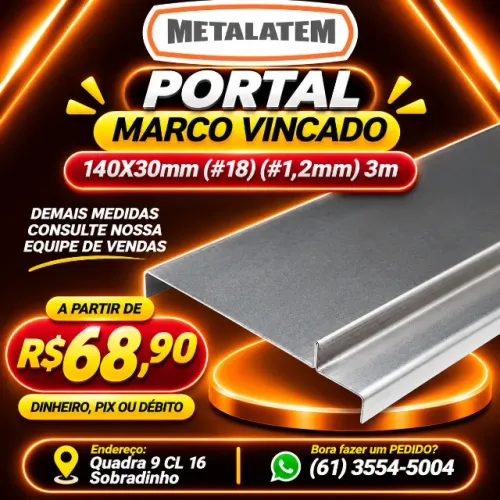 PORTAL MARCO VINCADO 140X30MM CHAPA 18 (1,20MM) - 3 METROS