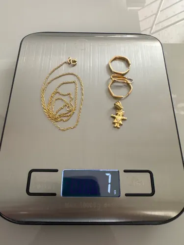 Peças de ouro 18k 7g brilhantes