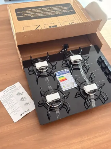 [Novo] Fogão Cooktop 4 Bocas a Gás Bivolt Braslar