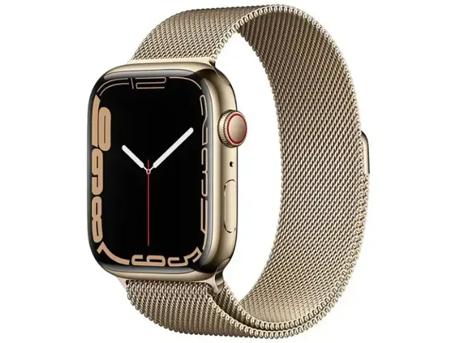 Apple Watch Series 7 (GPS + Cellular), Caixa em aço inoxidável Gold de 45 mm