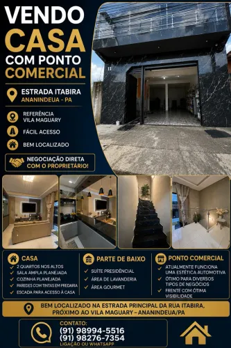 CASA COM PONTO COMERCIAL A VENDA EM ANANINDEUA