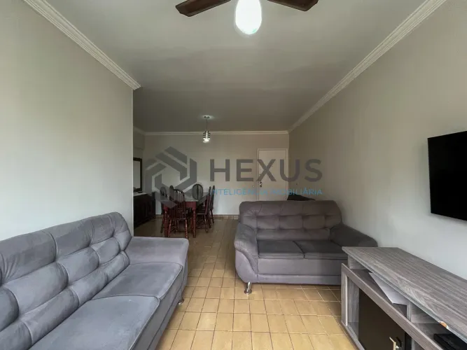 Apartamento mobiliado com vista livre a uma quadra da Praia das Pitangueiras, Guarujá
