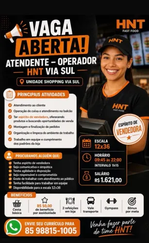 Vaga de atendente operador 