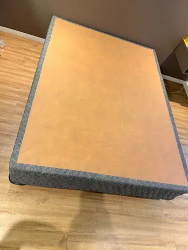 Base Cama Box Casal Biflex Tecido Camurça Grafite Muito Firme Conservada