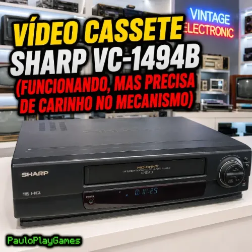 Vídeo Cassete Sharp (funcionamento parcial) modelo VC-1494B - necessita manutenção no meca