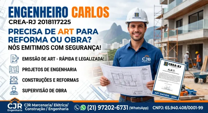 Precisa de ART para Obra ou Reforma? Engenheiro Civil CREA-RJ / Projetos e Supervisão