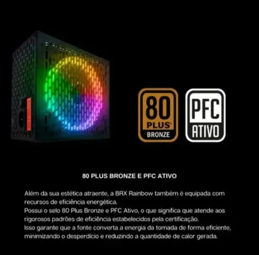 FONTE ATX 500W AUTOMATICA BRX 80 PLUS / usado só uma vez para testar