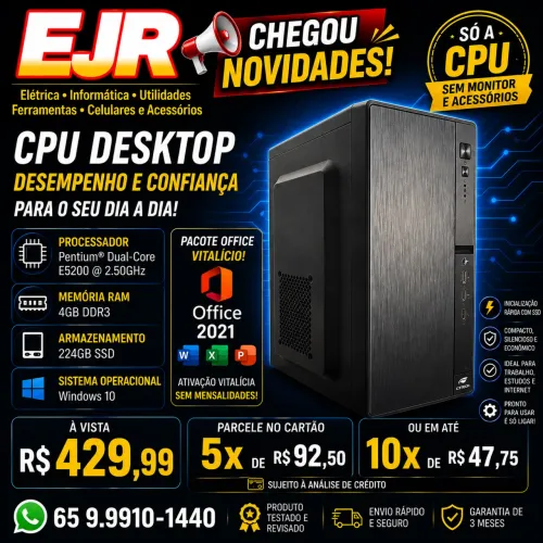 Pc trabalho com pacote office vitalício 