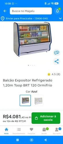Balcão expositor refrigerado