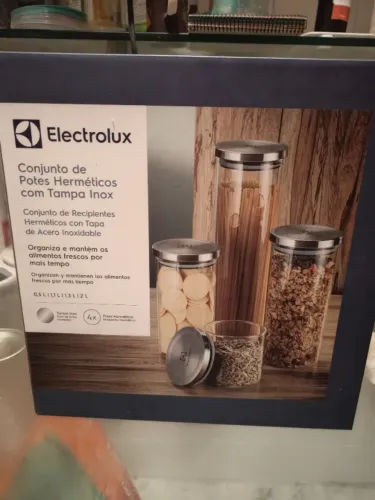 Conjunto 4 Potes Herméticos De Vidro Tampa Inox Electrolux