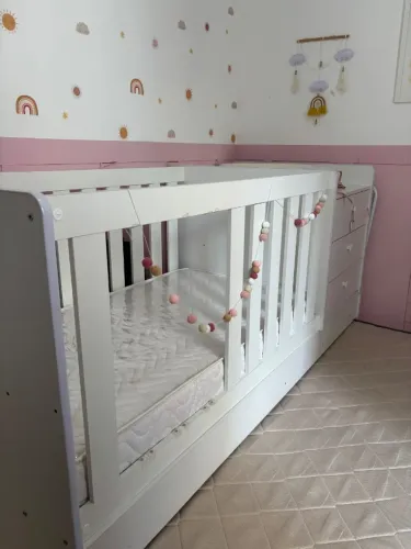 Berço infantil evolutivo, vira bicama de solteiro 
