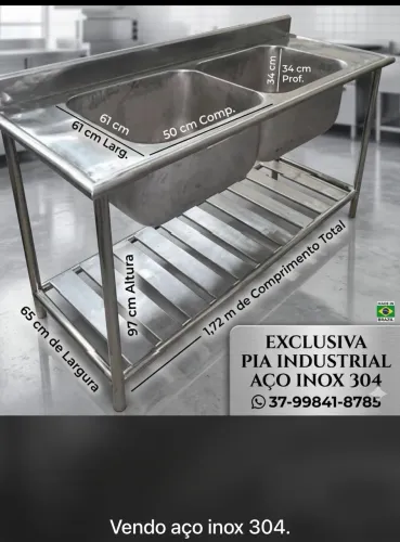 Pia de inox grande (industrial)