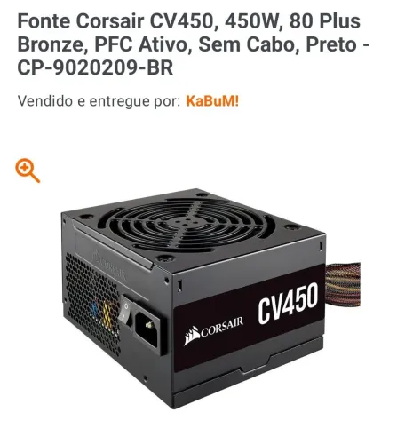 Fonte Corsair 450 W 80 plus bronze