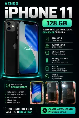 iPhone 11- 128gb preto com carregador.