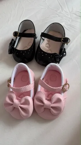 Sapatinhos Pimpolho Bebê Menina (Rosa e Preto) - Perfeito Estado