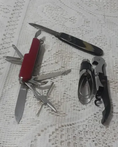 CANIVETE MILTIUSO + CANIVETE CABO DE CHIFRE + KIT SACA e TAMPA ROLHA