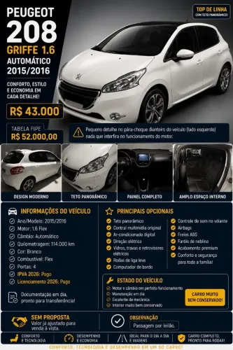 Peugeot 208 Griffe 1.6 Flex 16V 5P Aut. 2016