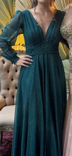 Vestido de festa verde brilhante 