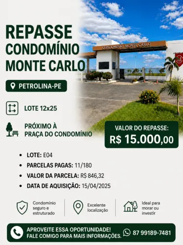 REPASSE - CONDOMÍNIO MONTE CARLO