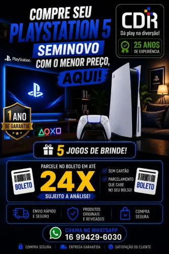 Playstation 5 com leitor de disco Seminovo e 1 ano de garantia 