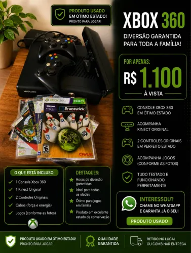 Xbox 360 desbloqueado com duas manetes, kicnet e jogos conservado