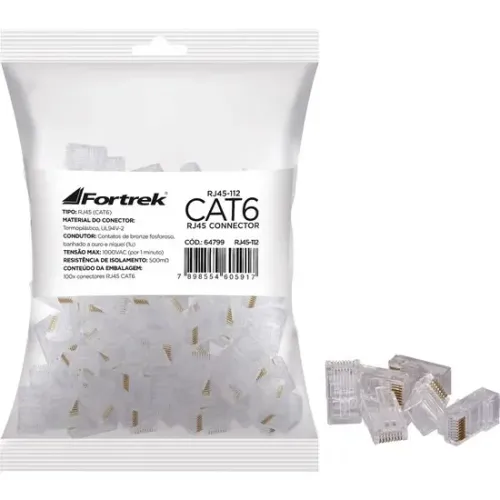 100unid Conector Macho Cat6 Rj45 112 Fortrek *ENTREGA GRÁTIS*