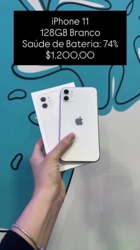 iPhone 11 / 128GB branco / Saúde de Bateria: 74% / garantia loja / loja física $1.200,00