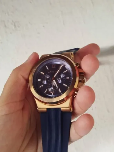 Relógio Michael Kors Dourado Rosé com Pulseira Azul