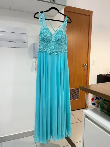 Vestido de festa verde água M