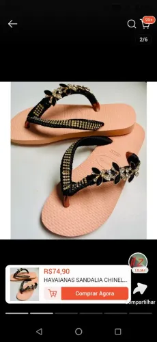 Sandálias havaianas customizadas com infeites