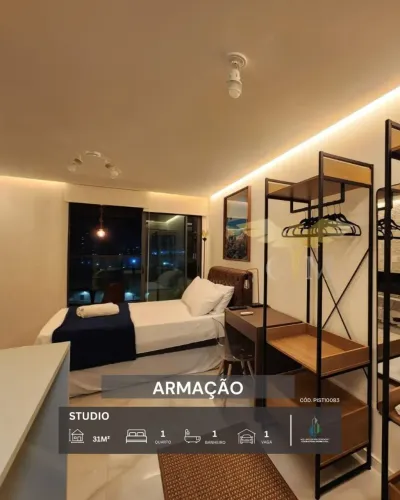 STUDIO MOBILIADO DECORADO CLIMATIZADO 31m² VARANDA GOURMET 1 GARAGEM INFRA VENDE ARMAÇÃO