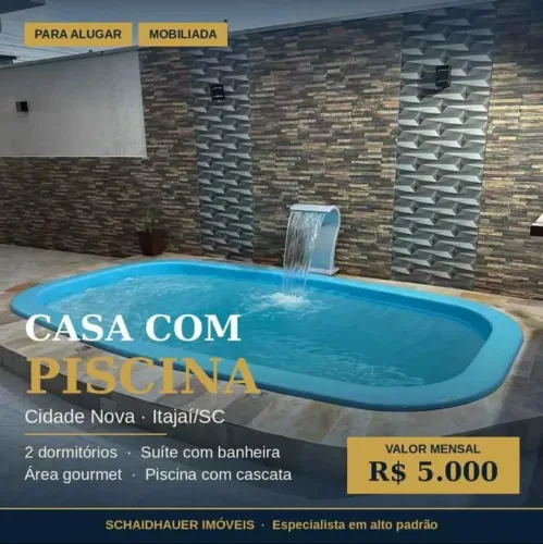 CASA COM PISCINA PARA ALUGAR NO CIDADE NOVA ITAJAÍ/SC