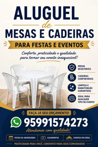 Aluguel de mesas,cadeiras e toalhas *73