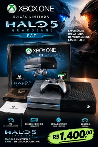 Xbox one fat EDIÇÃO LIMITADA HALO 5 Guardians 
