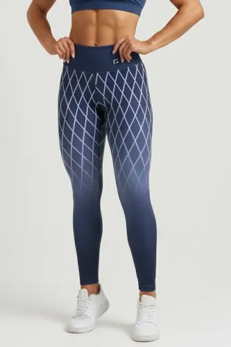 Calça legging tam M azul com branco Lado Fit