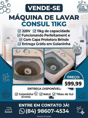 Máquina de Lavar Consul 11kg (220V) | Entrega Grátis em Goianinha/RN