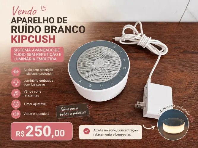 Aparelho de ruído branco com luminária embutida Kipcush
