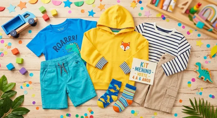 Kit de roupas menino veste de 4 a 6 anos 