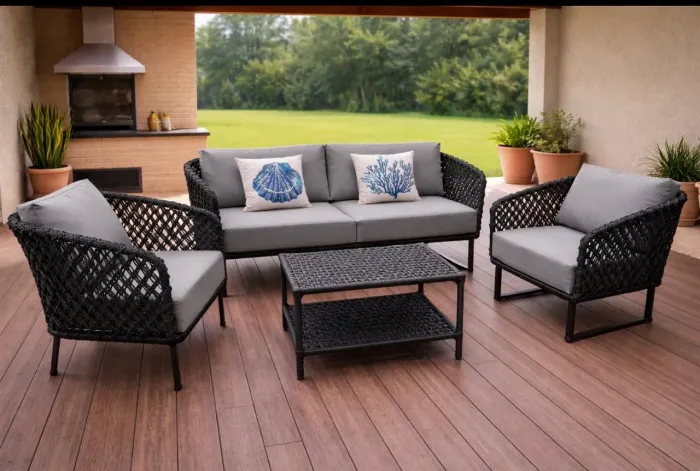 Sofa área externa tecido aquablock corda náutica