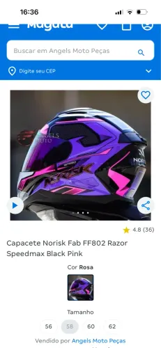 Capacete norisk tamanho 56 vem com uma viseira cromada e 1 tradicional