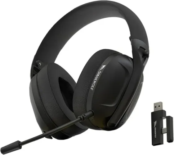 SMAILWOLF L80 Headset Gamer Tri-Mode, Conexão Bluetooth/2.4G/USB-C, Ultraleve, Preto