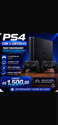 Play Station 4 - PS4 funcionando perfeitamente. Acompanha 2 controles e dois jogos.