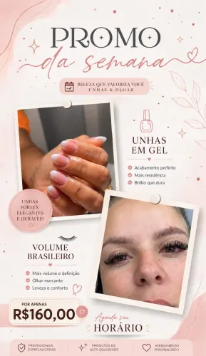 Unha em gel e cílios combo
