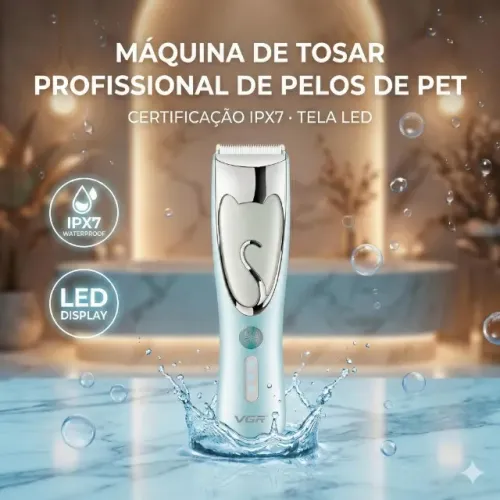 Máquina de Tosar Profissional de Pelos de Pet IPX7 com Tela LED VGR OIV-203