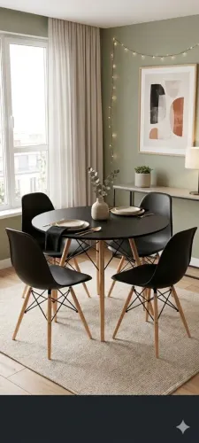 Conjunto Mesa Eiffel 90cm e 4 Cadeiras Polipropileno Eames Dsw: Sala Jantar Pret...