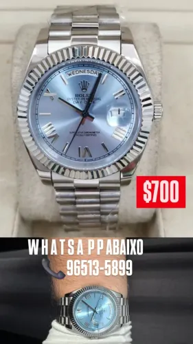 Relógio ROLEX AUTOMÁTICO DAY DATE NUMERAIS EM ALGARITIMOS ROMANOS