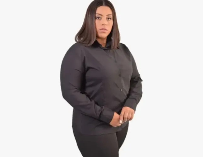 Camisa Feminina, Preta, Tamanho GG, Poliéster