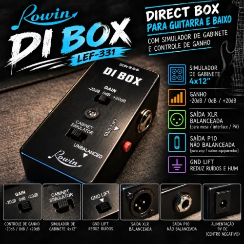DI BOX ROWIN LEF-331 - Simulador de Gabinete 4x12 + GND LIFT